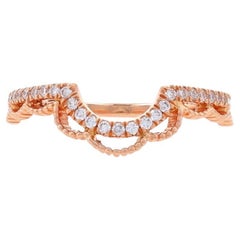 Rose Gold Diamond Enhancer Wedding Band 14k Round .16ctw Scallop Lace Guard Ring