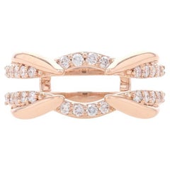 Rose Gold Diamond Enhancer Wedding Band - 14k Round Brilliant .56ctw Wrap Jacket