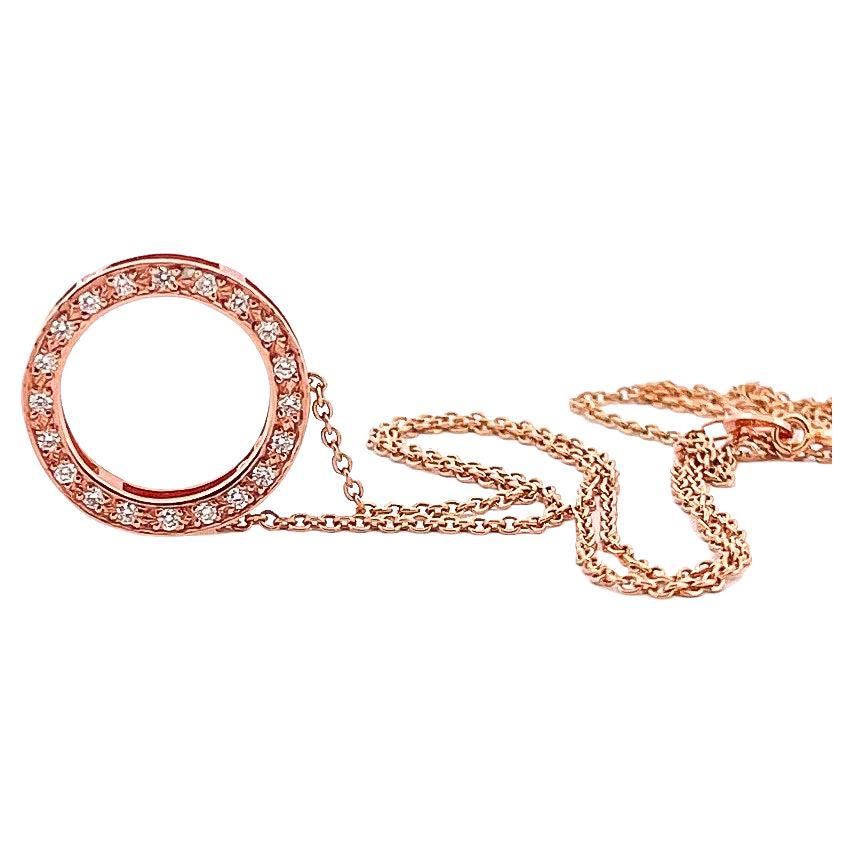 Rose Gold Diamond Eternity Circle of Life Necklace For Sale