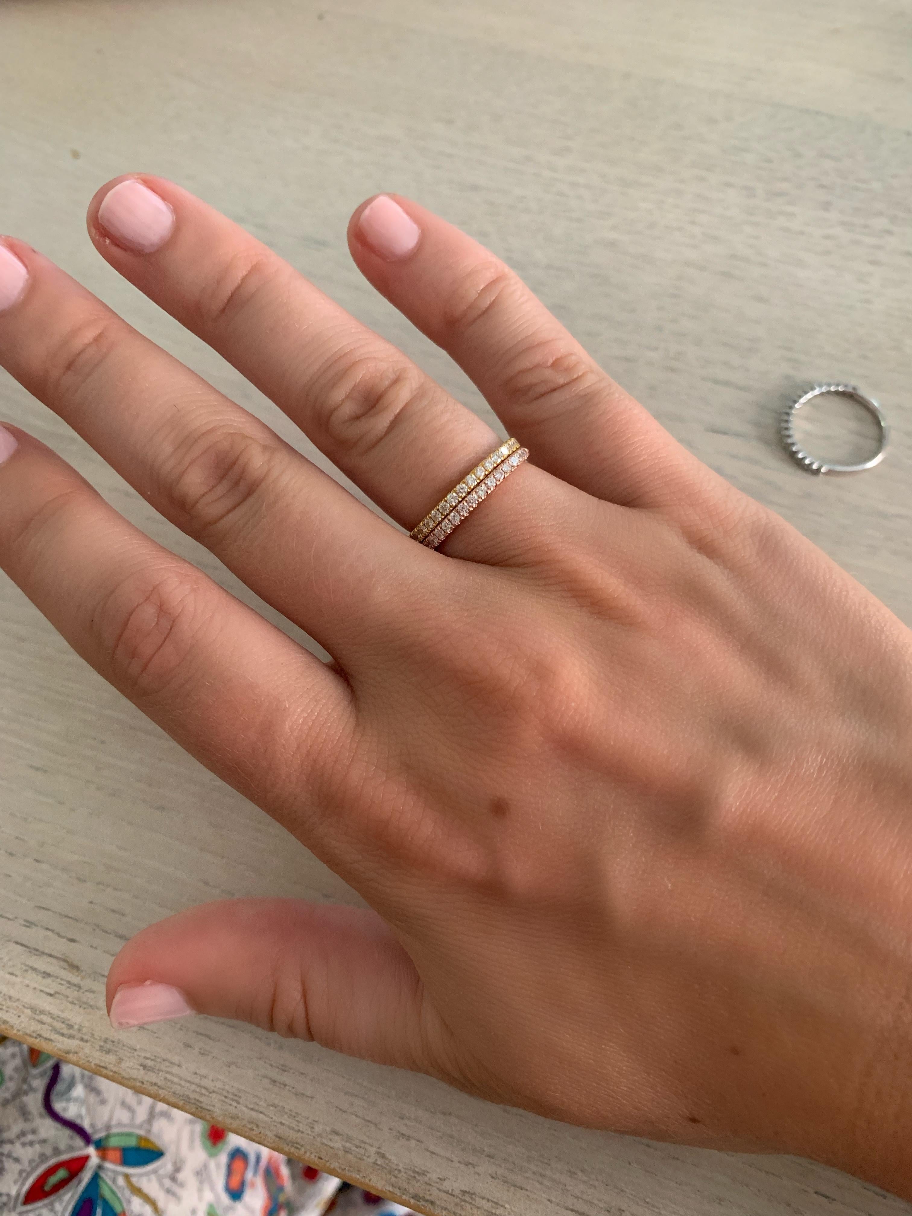 Women's or Men's 18 Karat Rose Gold Diamond Eternity Stacking Ring For Sale