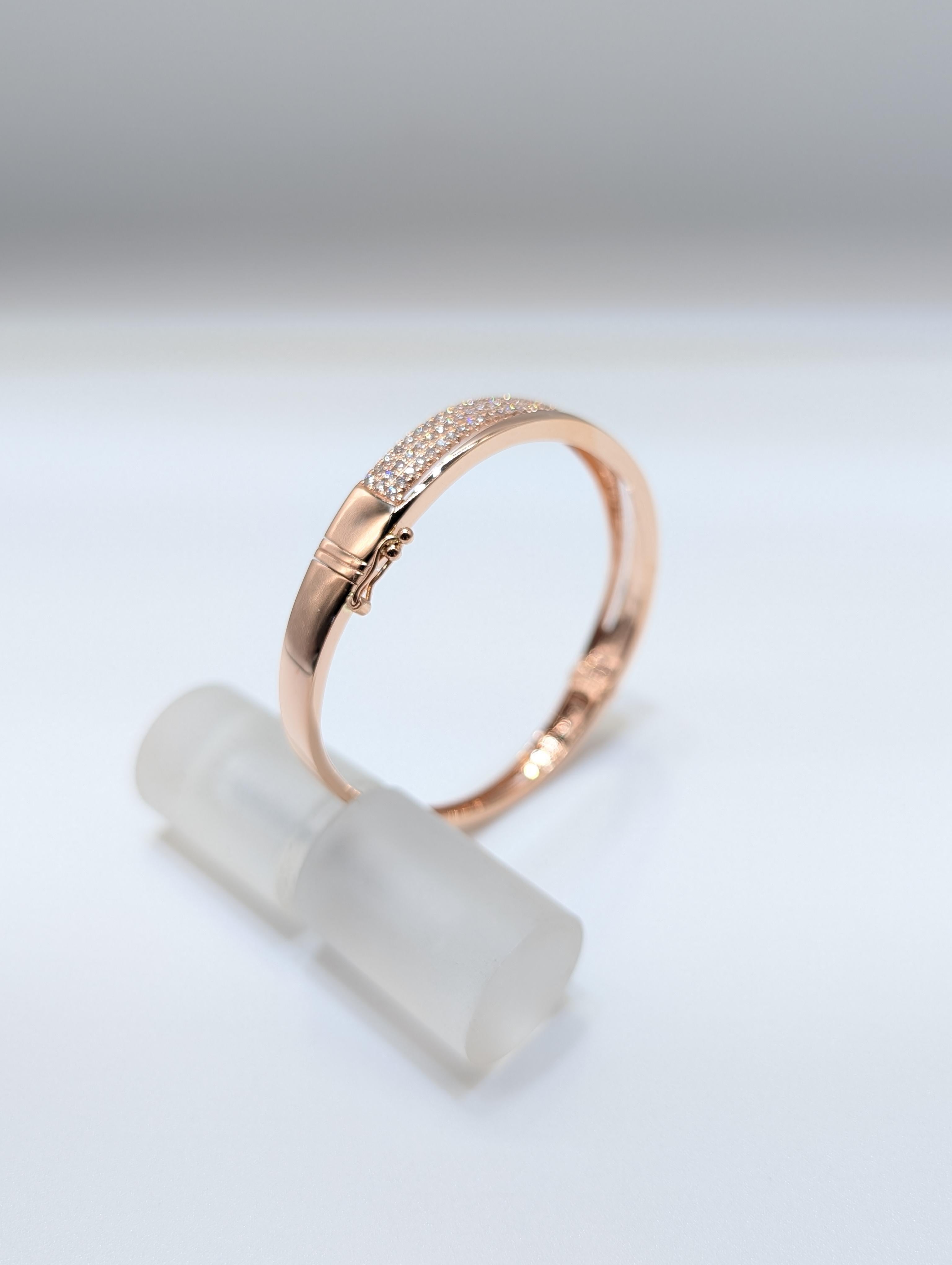 Women's Rose Gold Diamond Fancy Stacking Bangle For Sale