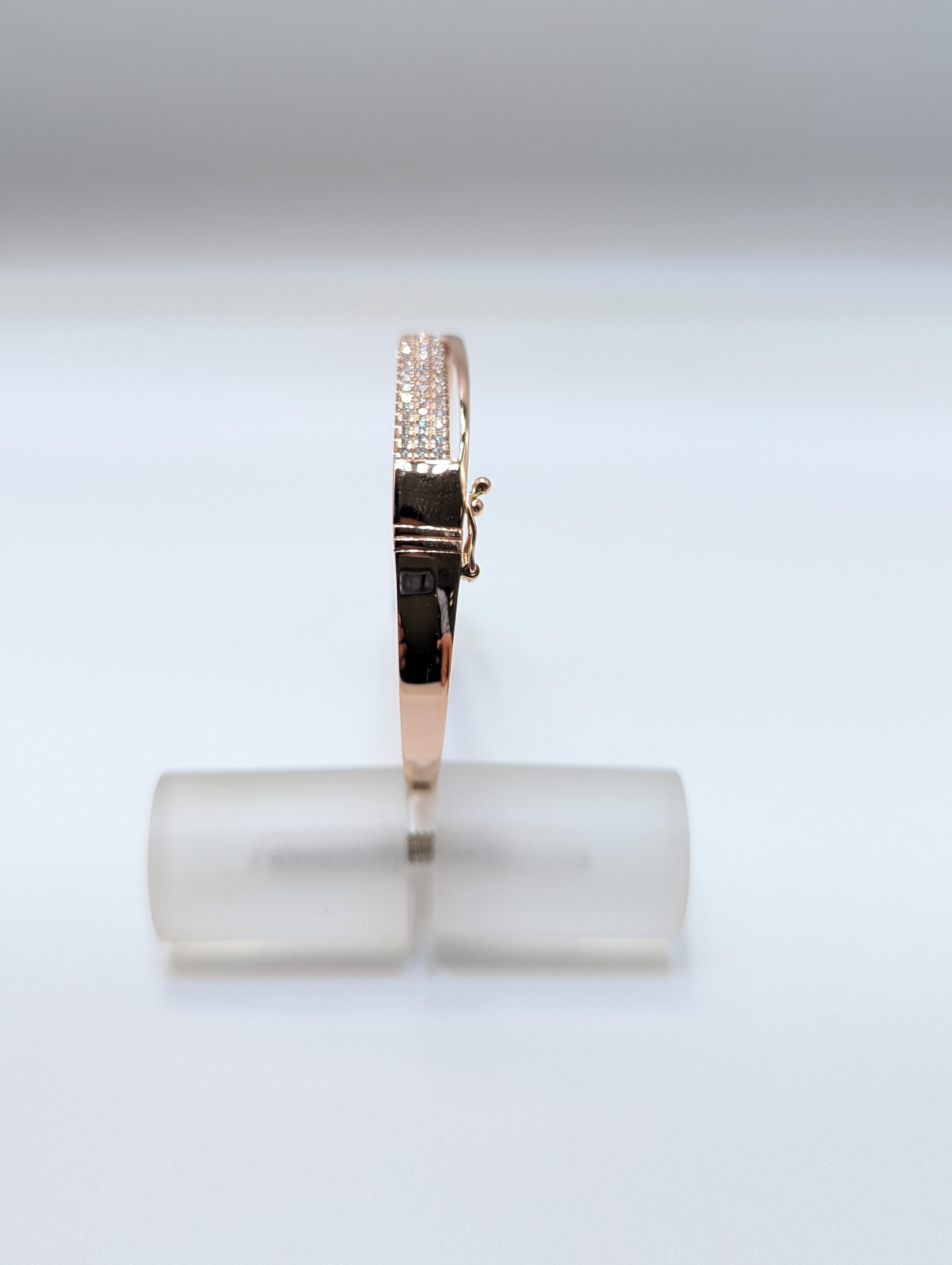 Rose Gold Diamond Fancy Stacking Bangle For Sale 1