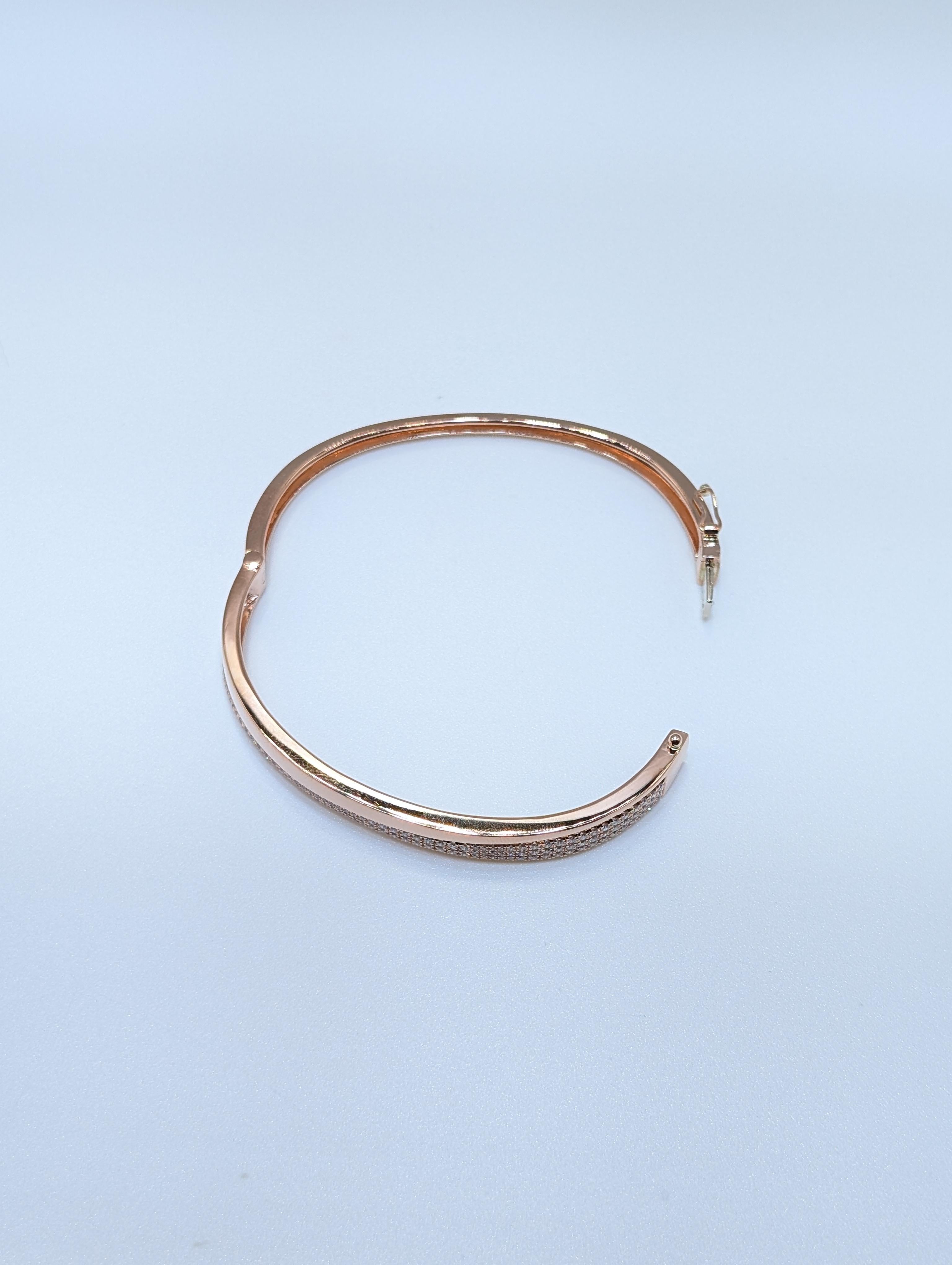 Rose Gold Diamond Fancy Stacking Bangle For Sale 2