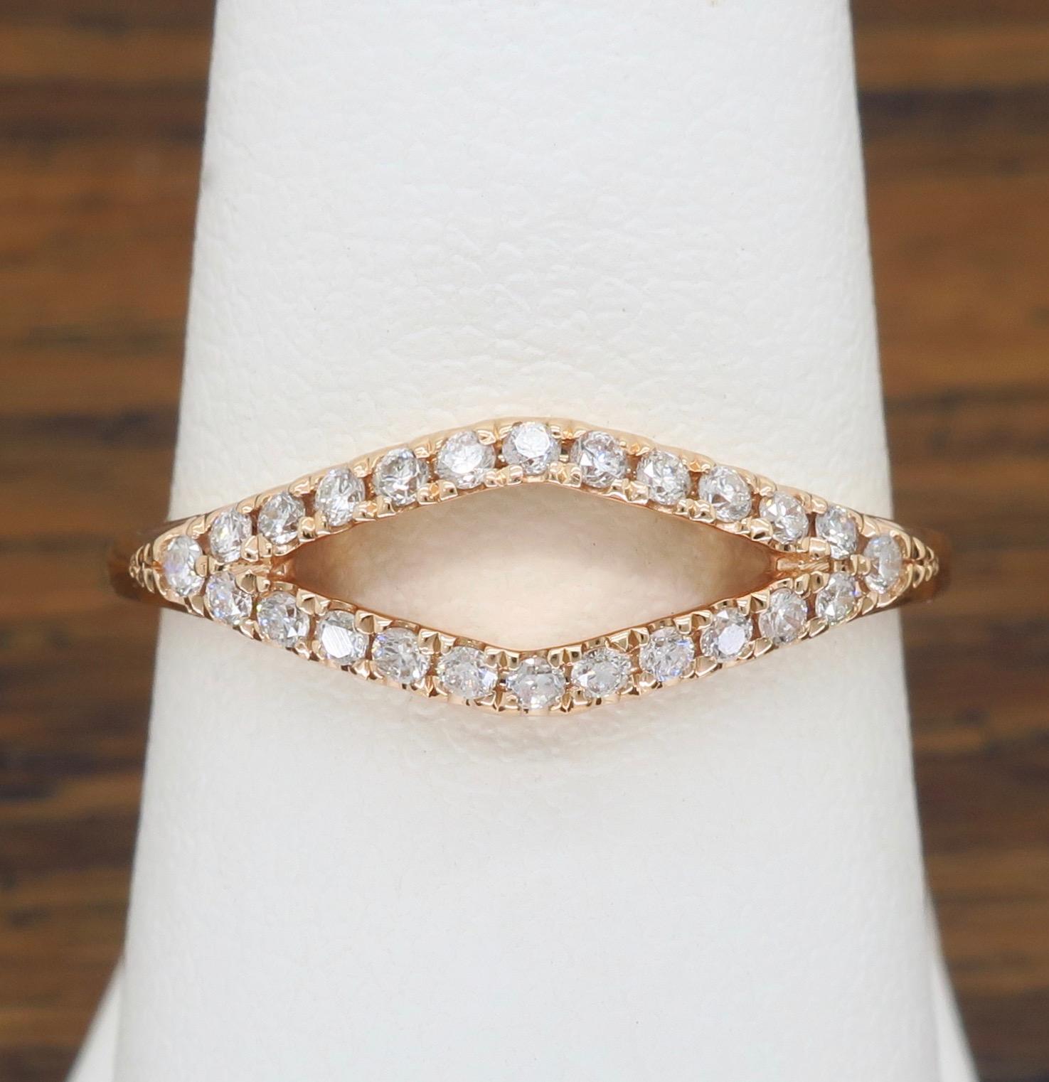 Rose Gold Diamond Fashion Negative Space Ring In New Condition In Webster, NY