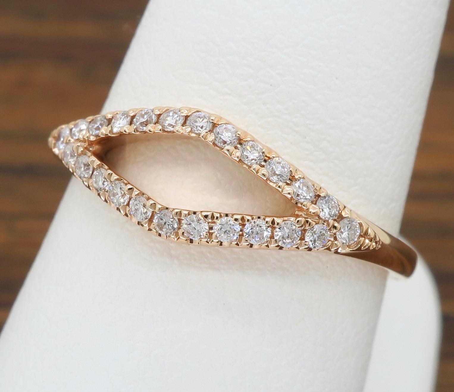 Women's or Men's Rose Gold Diamond Fashion Negative Space Ring