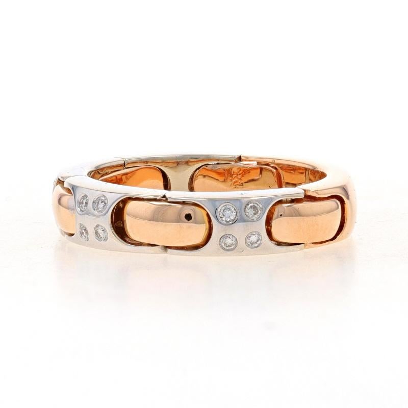 Round Cut Rose Gold Diamond Flex Link Band - 18k Round .16ctw Stackable Ring Sz 6 1/2 For Sale