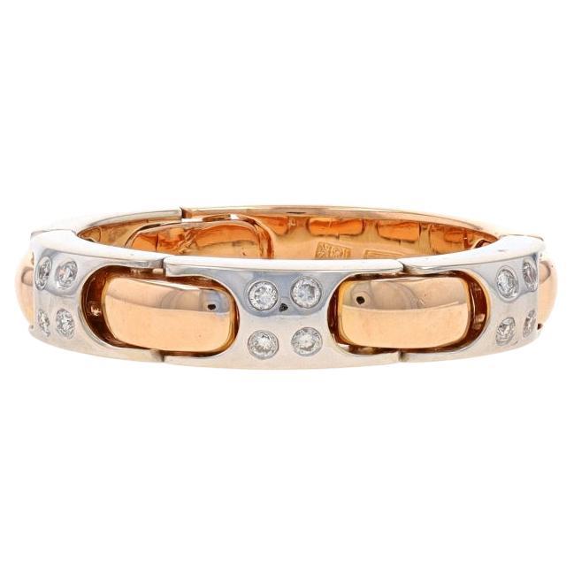 Rose Gold Diamond Flex Link Band - 18k Round .16ctw Stackable Ring Sz 6 1/2 For Sale