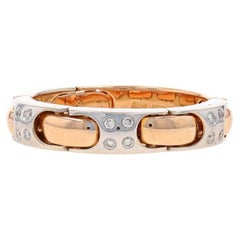 Rose Gold Diamond Flex Link Band - 18k Round .16ctw Stackable Ring Sz 6 1/2