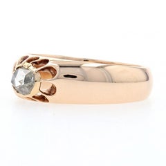 Rose Gold Diamond Georgian Men's Ring, 14 Karat Rose Cut .50 Carat Wedding Band