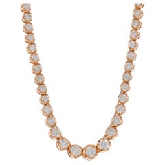 Rose Gold Diamond Graduated Tennis Necklace 16 1/2" -18k Round Brilliant 7.04ctw