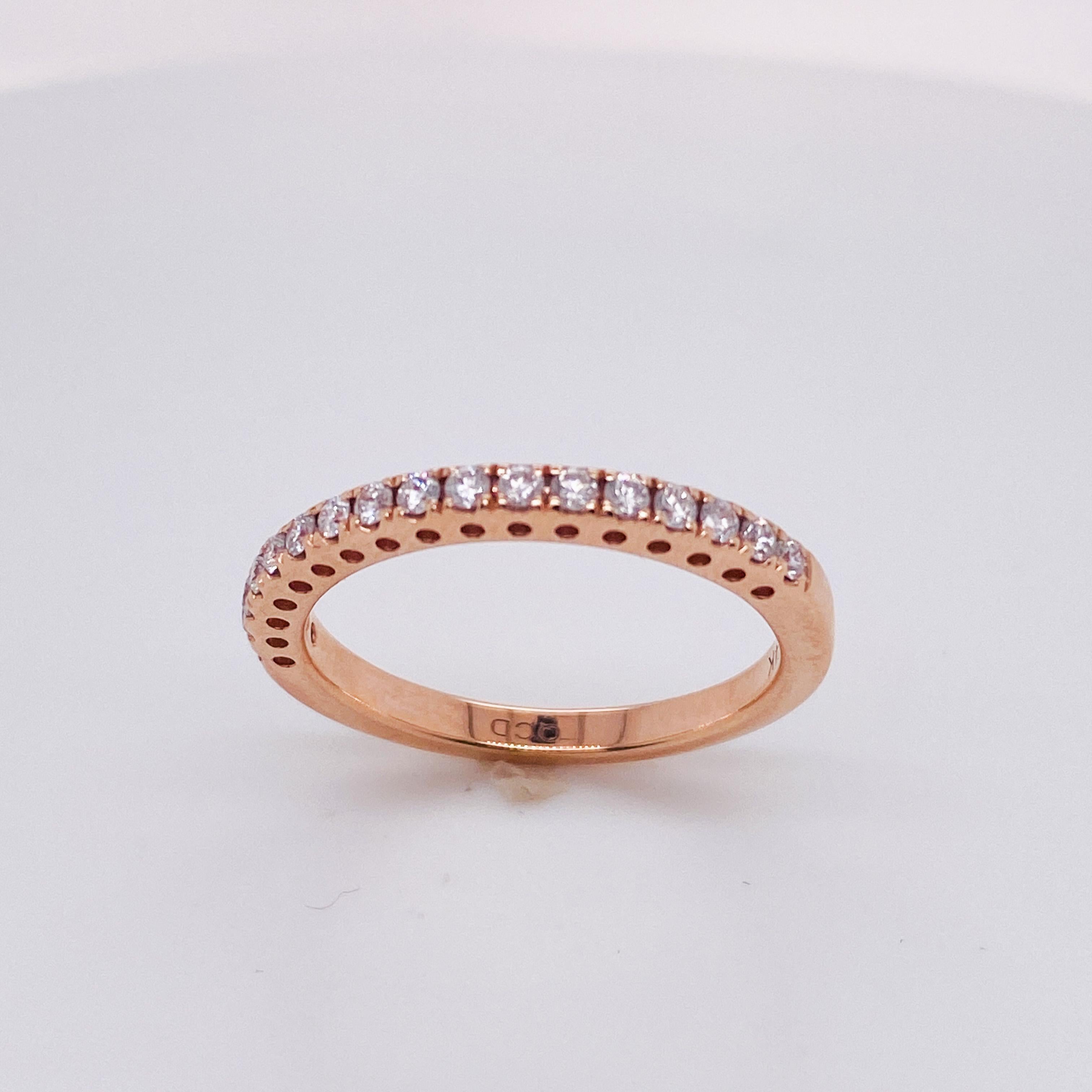 Contemporary Rose Gold Diamond Half-Band W Natural Diamonds 0.28 Carats 'Sizable' For Sale