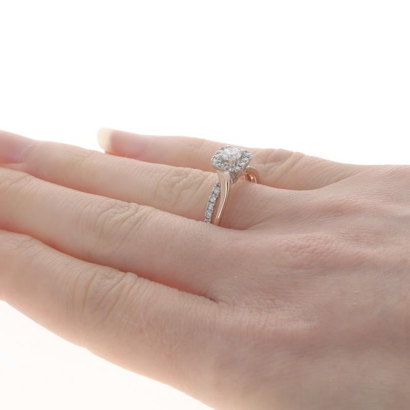 Women's Rose Gold Diamond Halo Engagement Ring - 14k Round Brilliant .70ctw Bypass For Sale