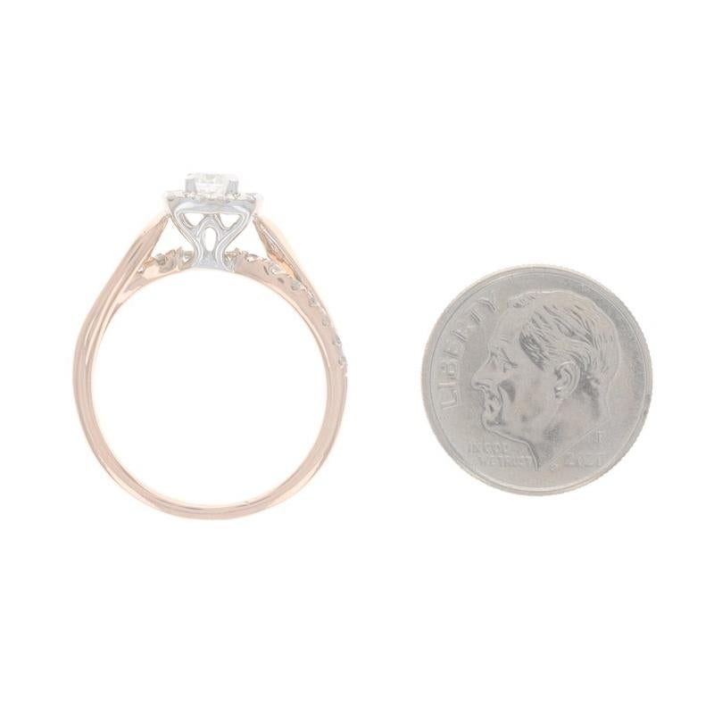 Rose Gold Diamond Halo Engagement Ring - 14k Round Brilliant .70ctw Bypass For Sale 1