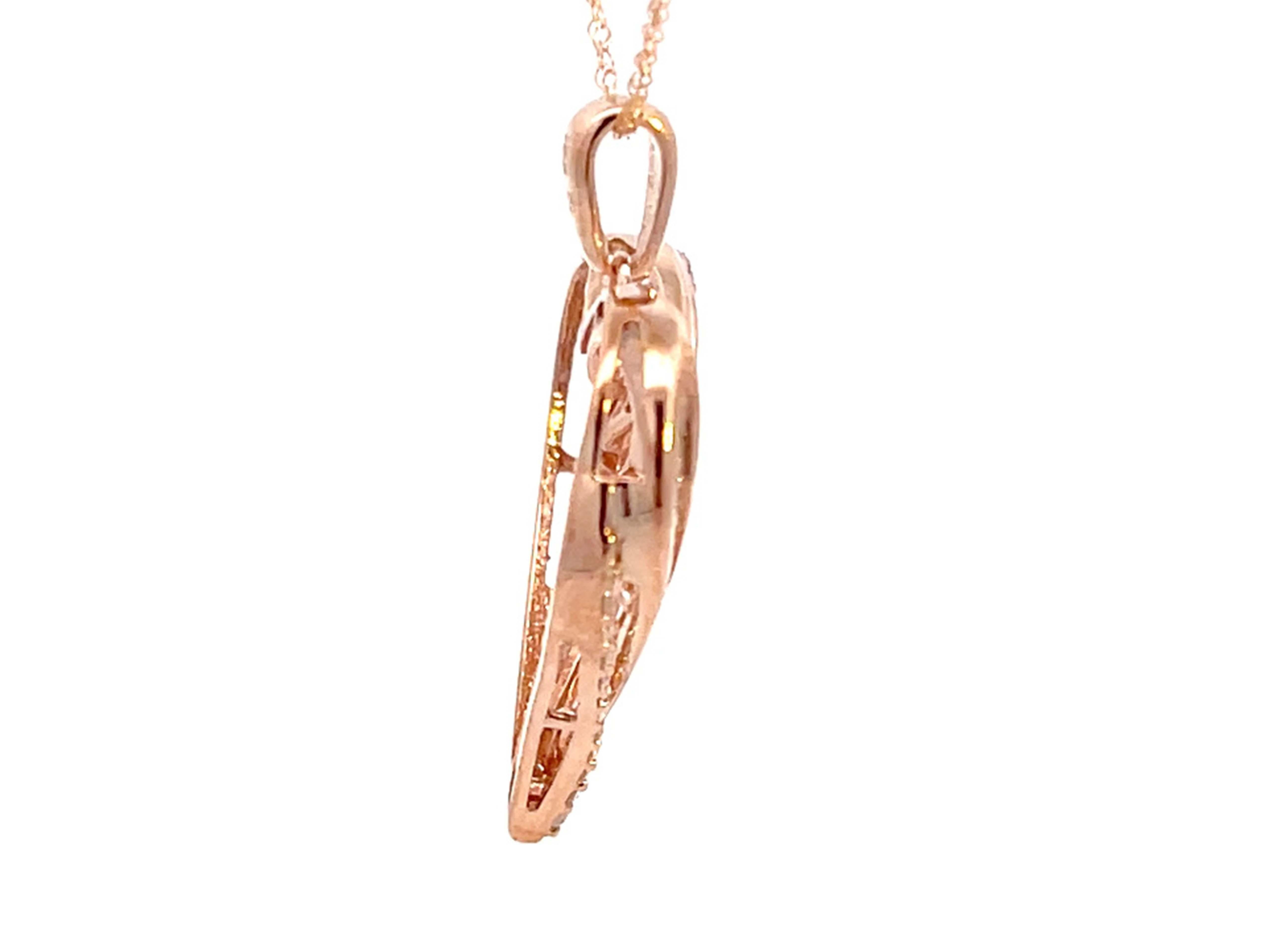 Taglio brillante Collana con cuore in oro rosa e diamanti