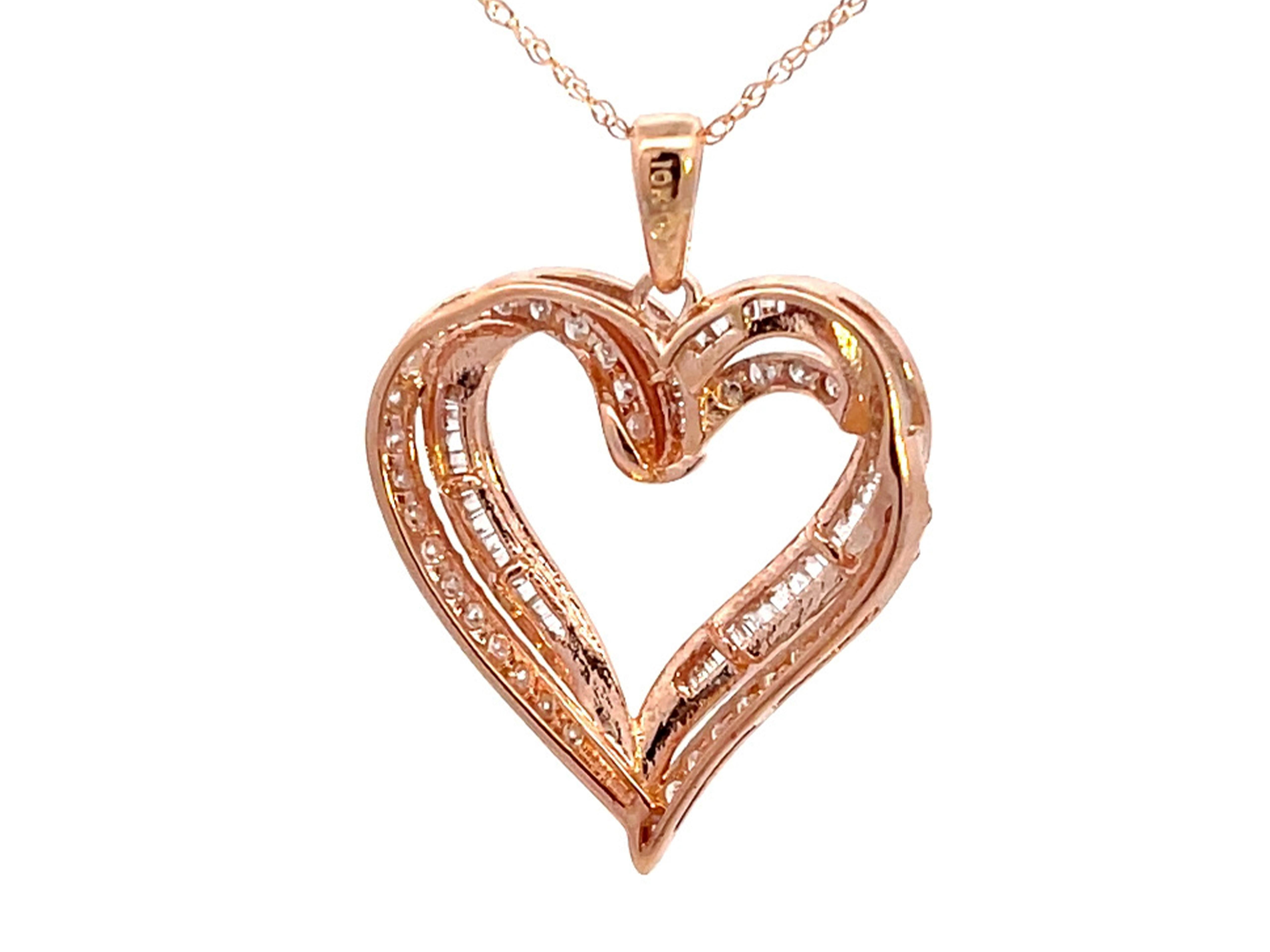 Collana con cuore in oro rosa e diamanti In condizioni ottime a Honolulu, HI