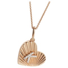 Rose Gold Diamond Heart With Initial K Pendant