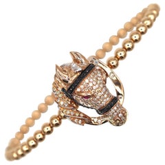 Rose Gold Diamond Horse Bracelet Bangle Cuff Bracelet