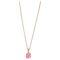 Rose Gold Diamond Hot Pink Enamel Mini Initial B Pendant