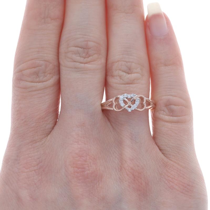 Round Cut Rose Gold Diamond Infinity Heart Trio Ring - 10k Round Brilliant Love For Sale