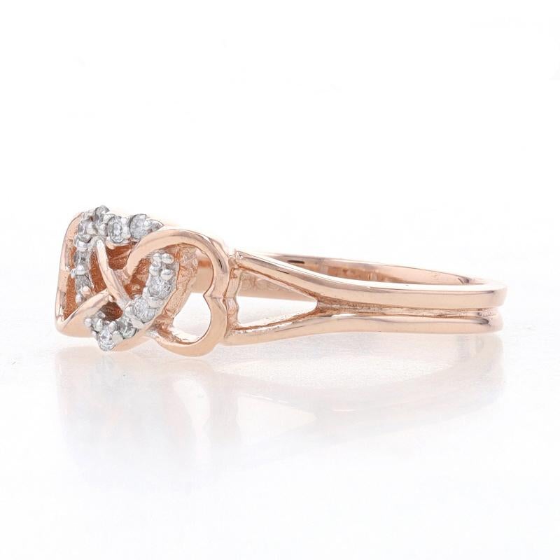 Rose Gold Diamond Infinity Heart Trio Ring - 10k Round Brilliant Love In Excellent Condition For Sale In Greensboro, NC