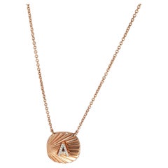 Rose Gold Diamond Initial A Oval Tag Pendant