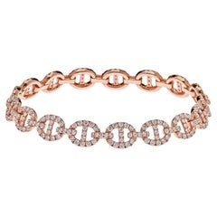 Bracciale a maglie grandi con diamanti in oro rosa
