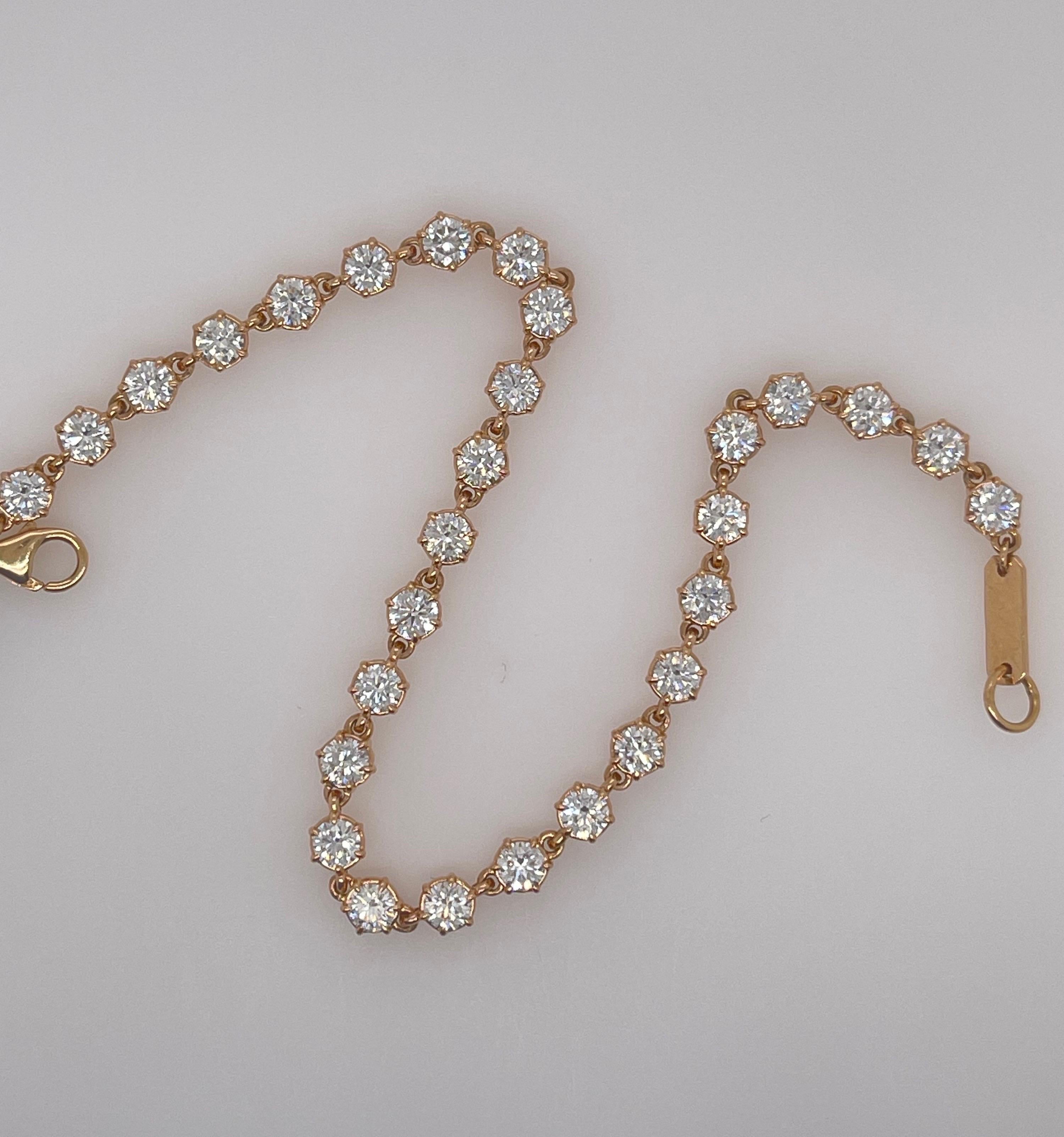 Rose Gold Diamond Line Bracelet In New Condition In Toronto, CA
