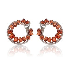Rose Gold Diamond Mandarin Garnet Cocktail Earrings