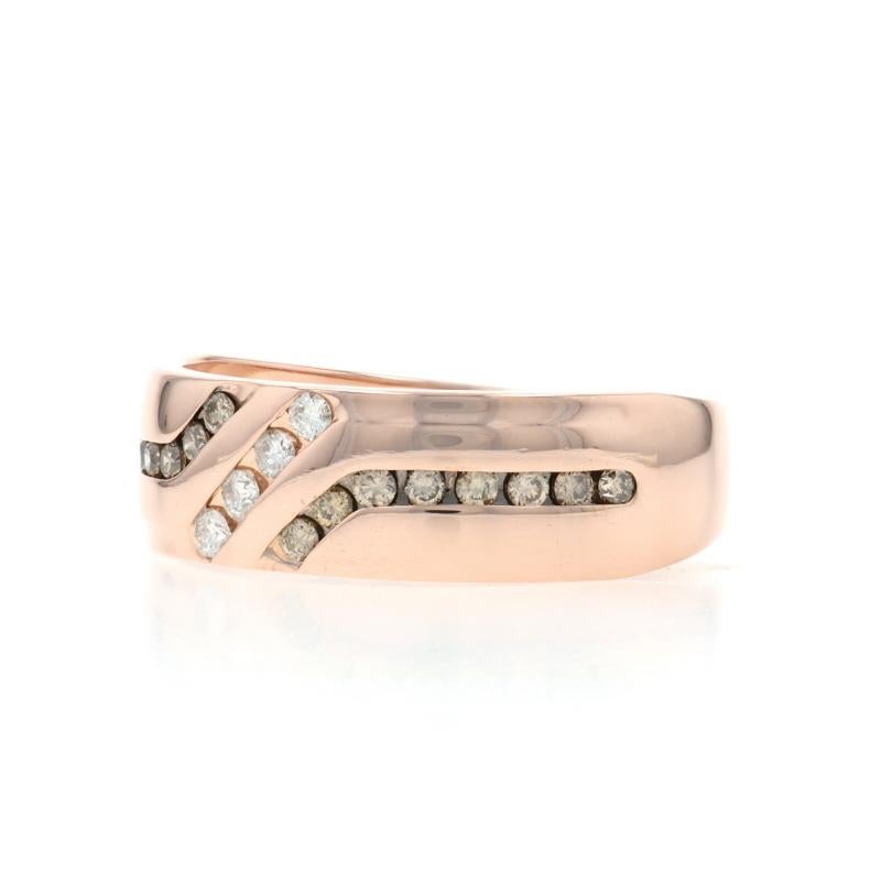 Taglio rotondo Fede nuziale da uomo con diamante in oro rosa - Anello tondo Brilliante .50ctw 10k in vendita