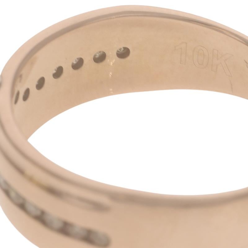 Donna Fede nuziale da uomo con diamante in oro rosa - Anello tondo Brilliante .50ctw 10k in vendita