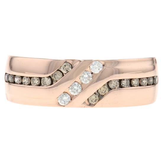 Rose Gold Diamond Men's Wedding Band - 10k Round Brilliant .50ctw Ring