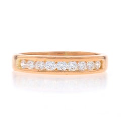 Rose Gold Diamond Men's Wedding Band - 18k Round .51ctw Channel Set Ring