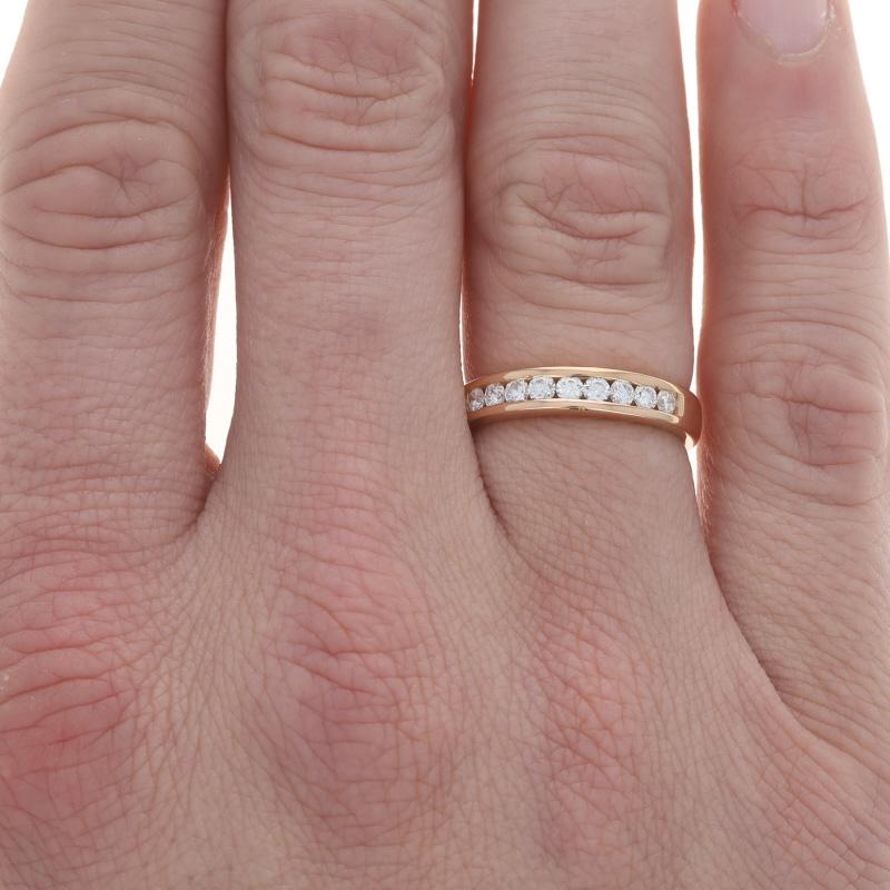 Round Cut Rose Gold Diamond Men's Wedding Band - 18k Round .51ctw Channel Set Ring For Sale