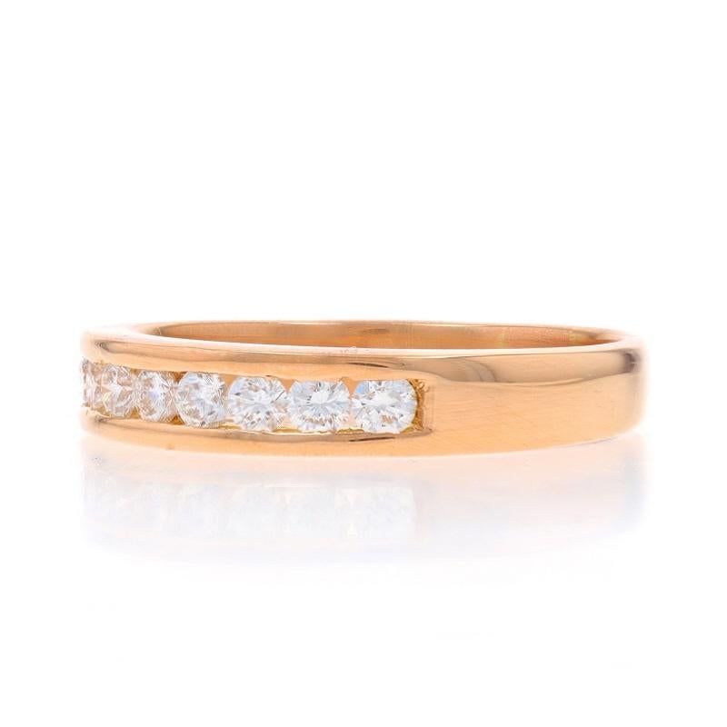 Rose Gold Diamond Men's Wedding Band - 18k Round .51ctw Channel Set Ring In Good Condition For Sale In Greensboro, NC