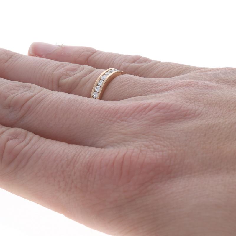 Rose Gold Diamond Men's Wedding Band - 18k Round .51ctw Channel Set Ring For Sale 1