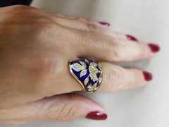 Rose Gold Diamond Midnight Enamel Archers Ring