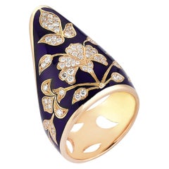 Rose Gold Diamond Midnight Enamel Archers Ring