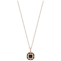 Rose Gold Diamond Onyx Art Deco Necklace