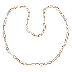 Rose Gold Diamond Oval Link Long Necklace