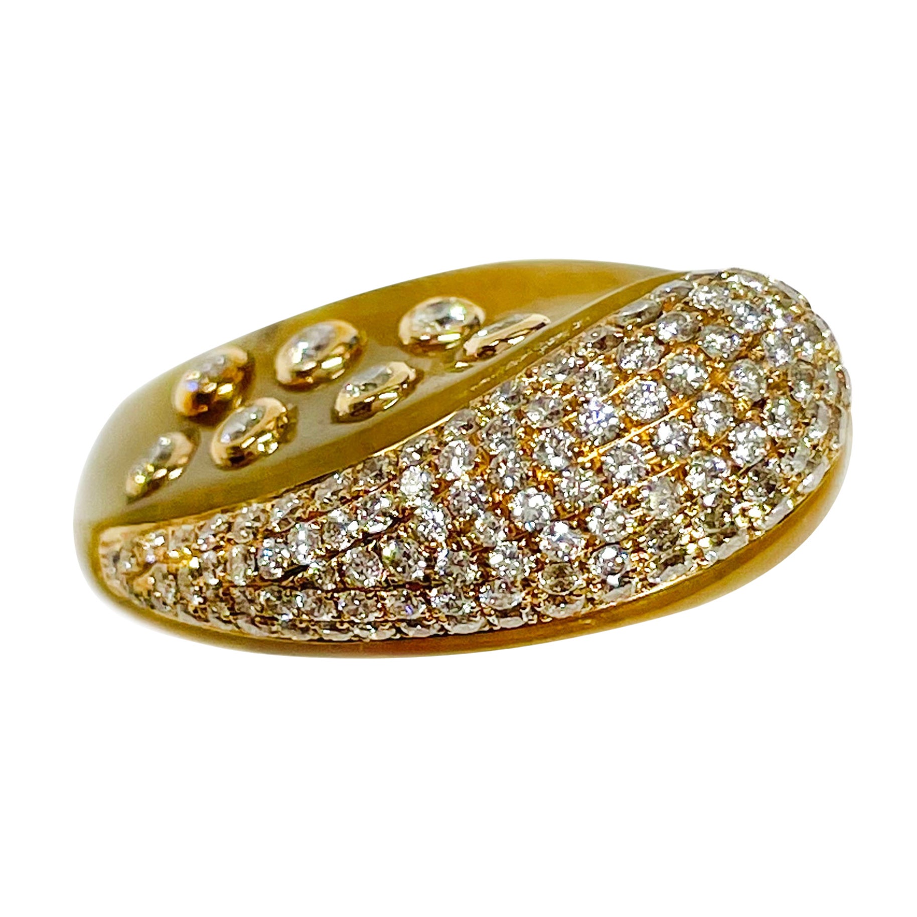 Diamant-Pavé-Ring aus Roségold mit Achat