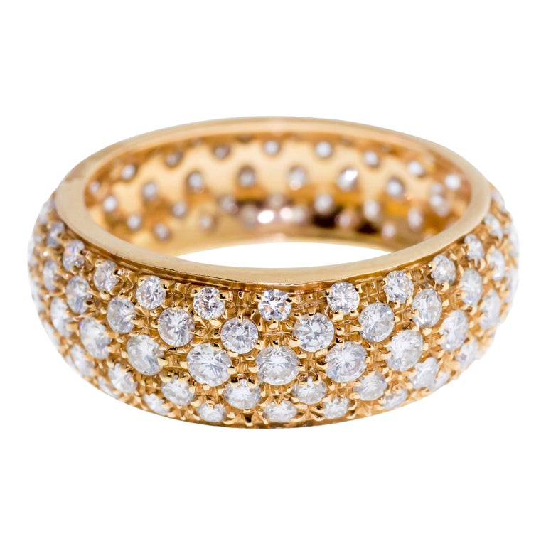 Rose Gold Diamond Pave Wedding Band For Sale at 1stdibs