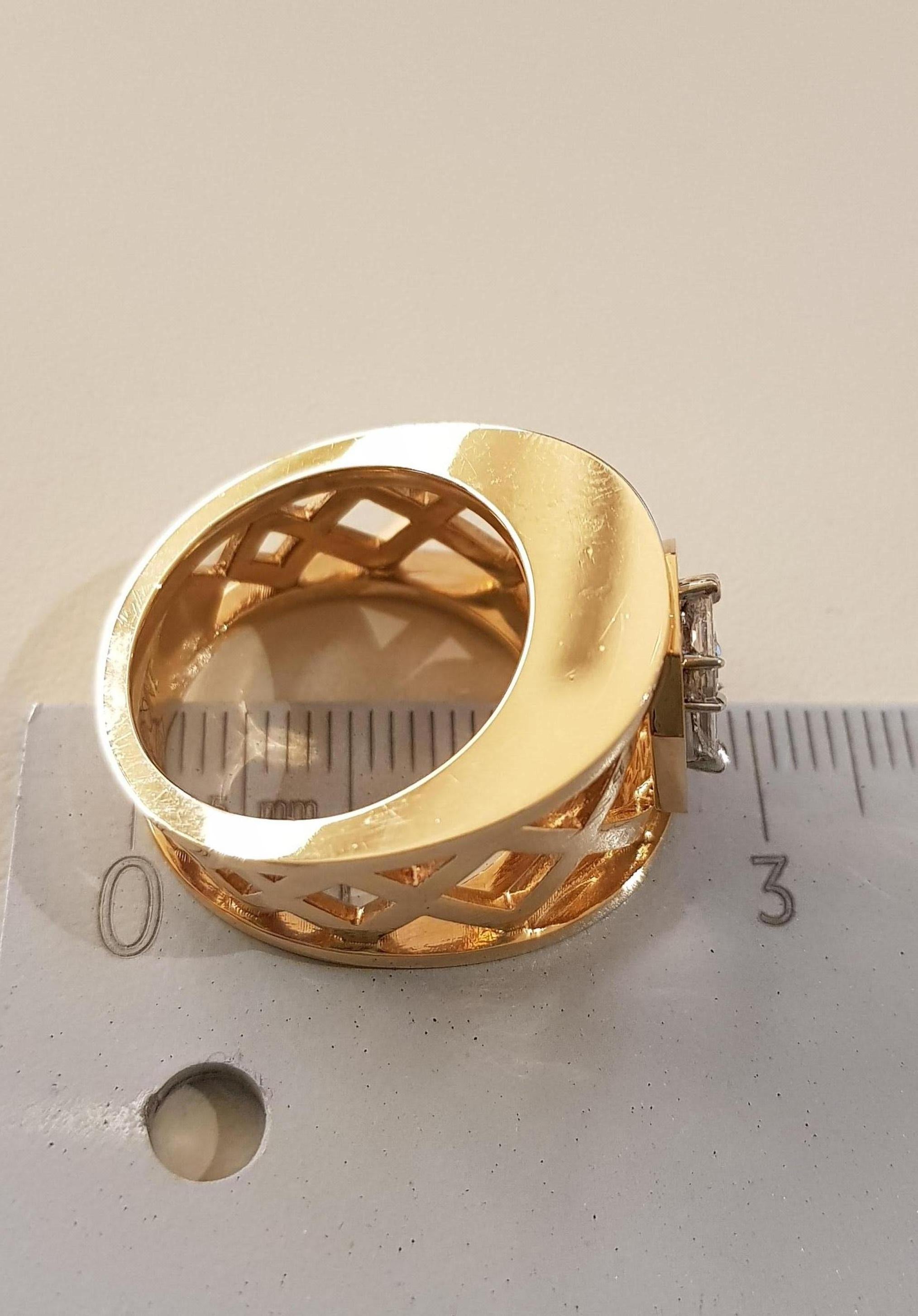 Rose Gold Diamond Pie Cut Modern Ring For Sale 3