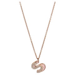 Rose Gold Diamond Pink Enamel Initial S Pendant