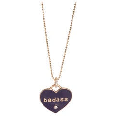 Rose Gold Diamond Purple Enamel Heart Pendant