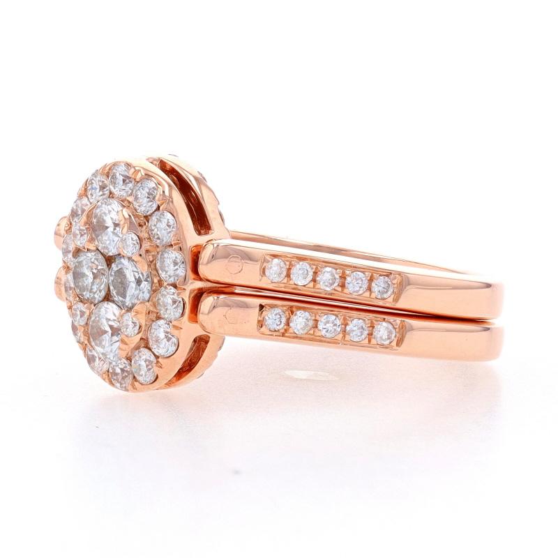 Rose Gold Diamond Reversible Cluster Halo Ring - 14k Round 2.20ctw Brown Sz7 1/2 For Sale 1