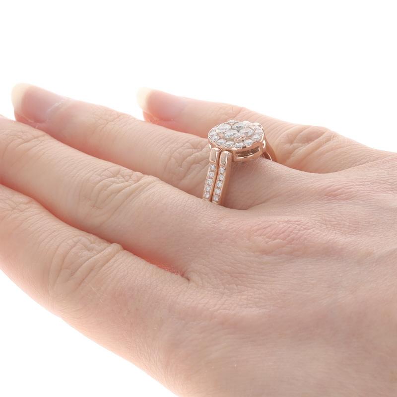 Rose Gold Diamond Reversible Cluster Halo Ring - 14k Round 2.20ctw Brown Sz7 1/2 For Sale 3