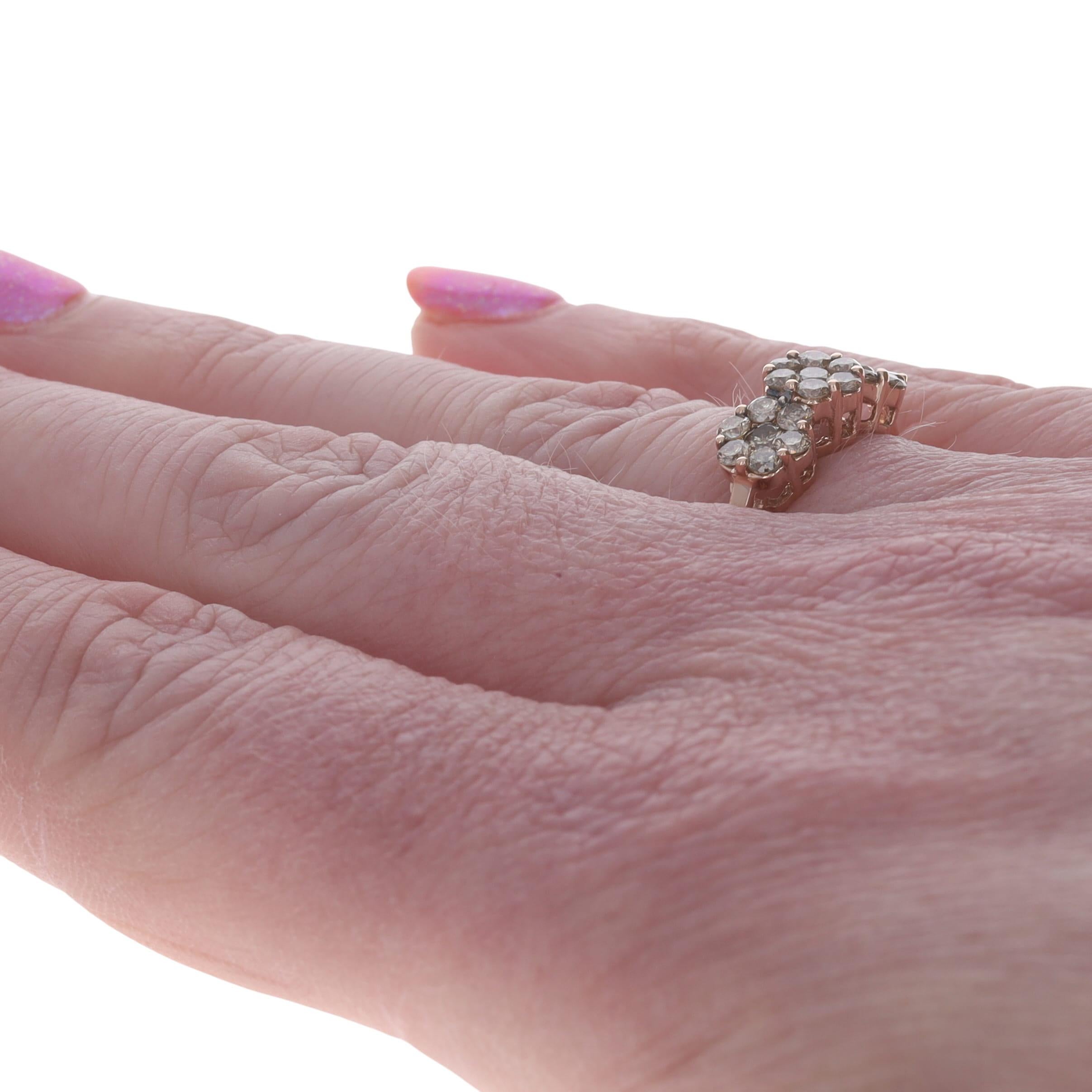 De las mujeres Anillo de Diamantes de Oro Rosa - Racimo Floral Brillante Redondo 14k 1.00ctw en venta