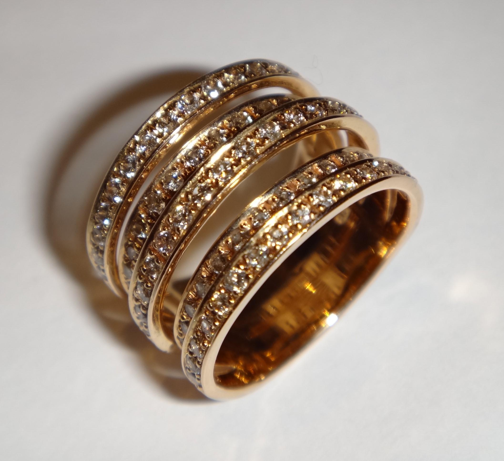 Brilliant Cut Rose Gold Diamond Ring 52
