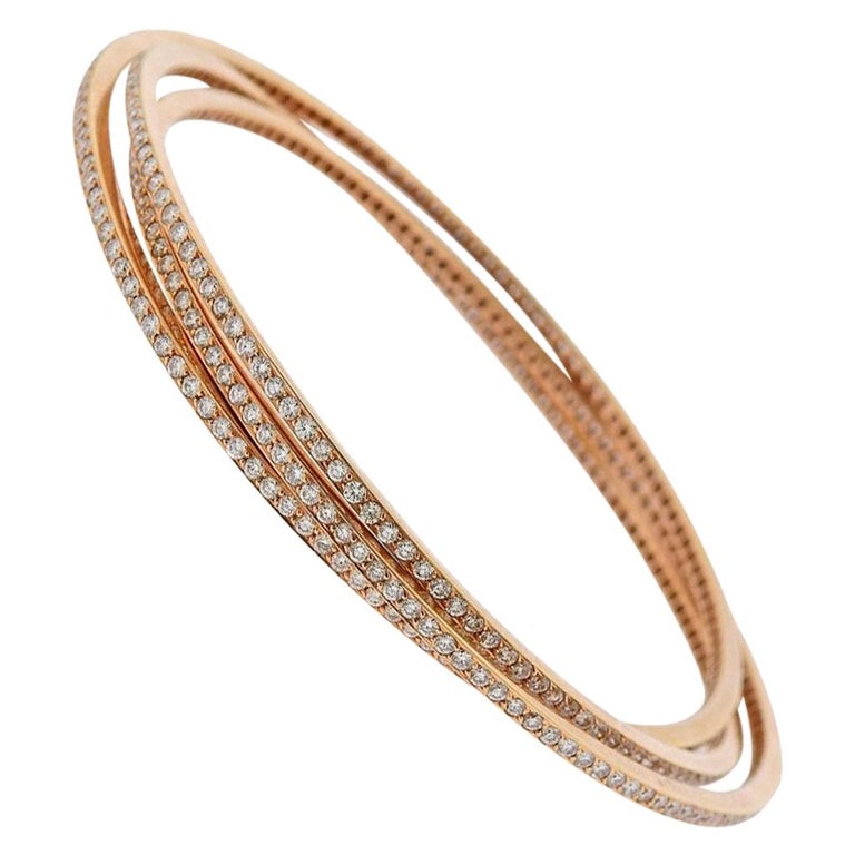 Rose Gold Diamond Rolling Bangle Bracelet For Sale at 1stdibs