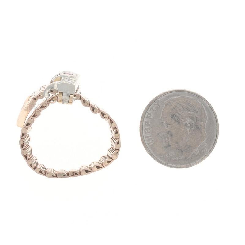 De las mujeres Oro rosa diamante rubí retro hebilla cadena banda 14k único .52ctw Anillo ajustable en venta